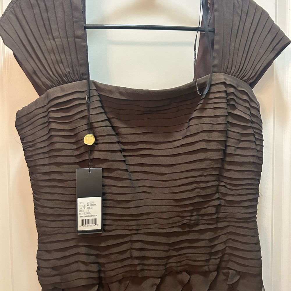 Tadashi Shoji Brown Tiered Ruffle Maxi Dress - Picture 4 of 11